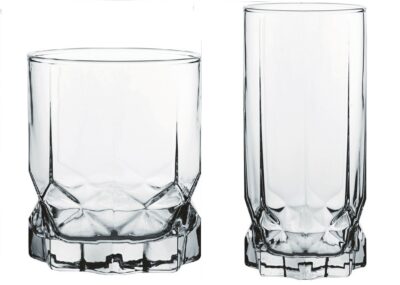 Bicchieri in vetro future tumbler alto e basso lavorati